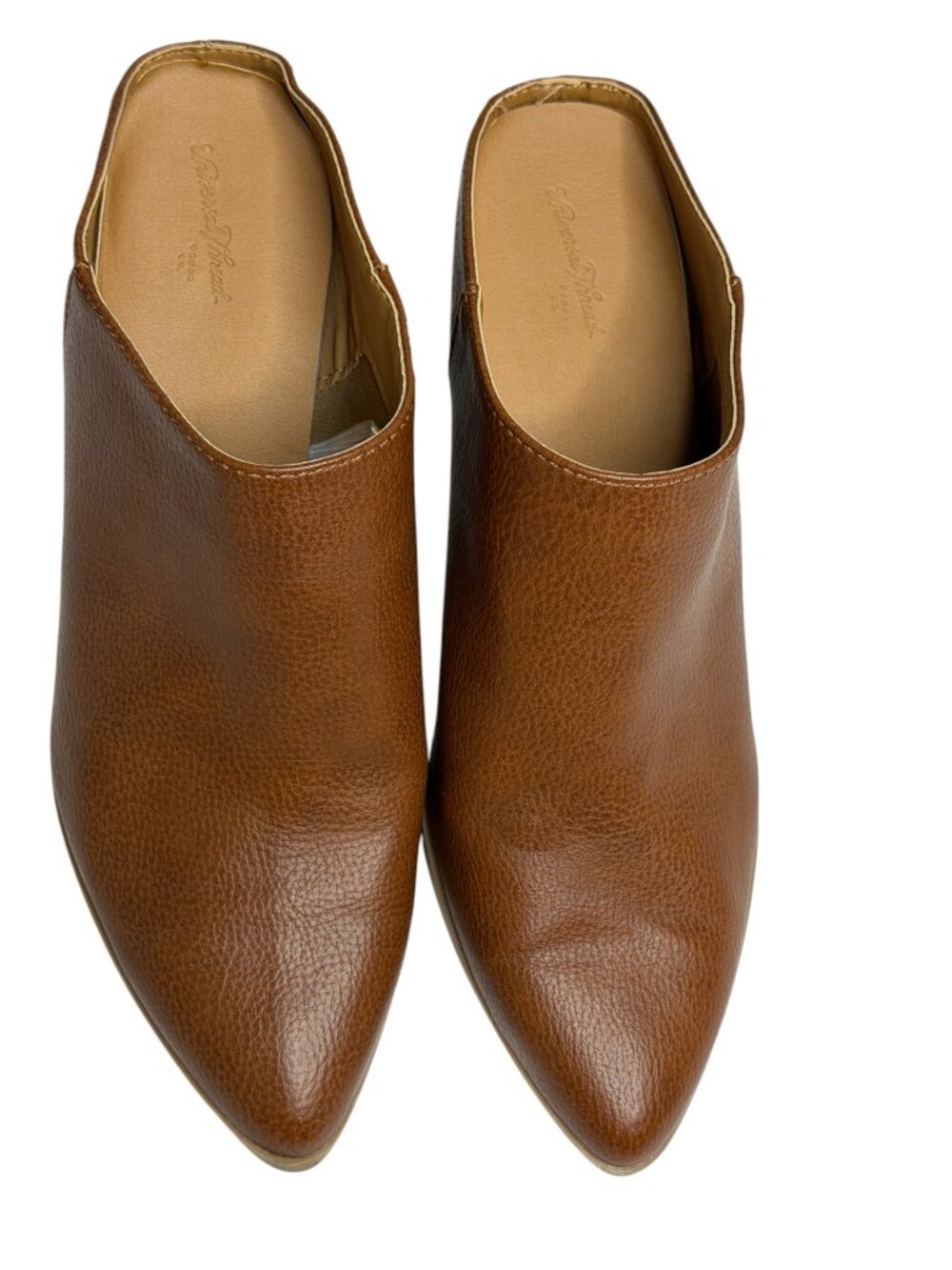 Universal Thread Amber Mules Shoes Pebbled Faux Leather Block Heel Brown 8.5 - Picture 3 of 9